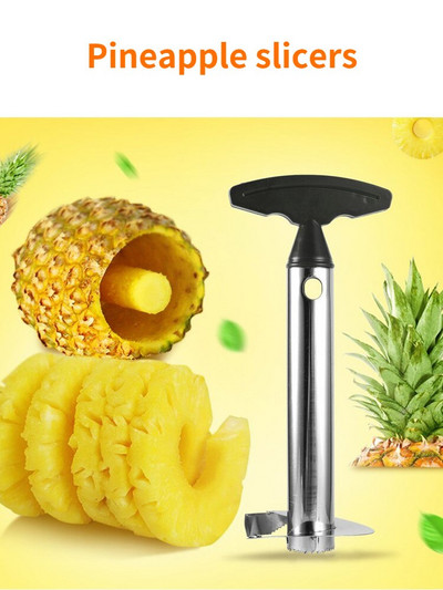 Tăiătoare de ananas gadget-uri de bucătărie pentru decojirea și tăierea cărnii din oțel inoxidabil Tăiător de miez de ananas gadgeturi și accesorii de bucătărie