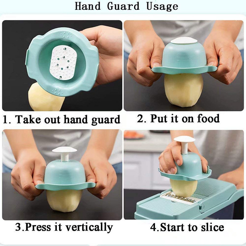Zöldség aprító Mandolin Szeletelő Reszelő, Állítható Gyümölcshagyma Burgonyachip Julienne Szeletelő 12 az 1-ben