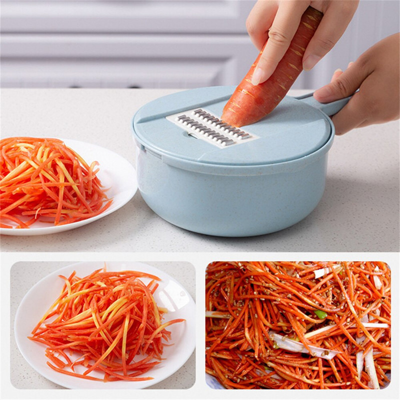 Zöldség aprító Sárgarépa burgonya aprított kézzel Többfunkciós reszelő Konyhai eszközök Zöldségszerszám 12 db Tartozékok