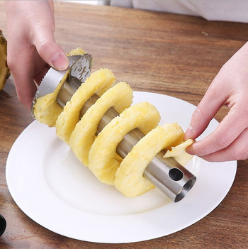 Белачка за ананас от неръждаема стомана Pineapple Corer Slicer Cutter Спирална машина за рязане Инструмент за отстраняване на сърцевината на ананас Кухненски инструменти