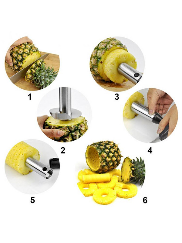 Резачка за ананас от неръждаема стомана Белачка Плодови сърцевини Резачка Спирален нож Ръчна машина за рязане на ананас Кухненски джаджи