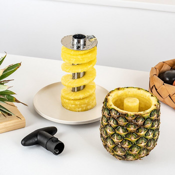 Белачка за ананас от неръждаема стомана, нож за нарязване на плодови сърцевини, кухненски лесен инструмент, спирален нож за ананас, кухненски ресторантски аксесоари