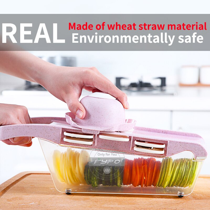 Fypo Pink 6 az 1-ben többfunkciós konyhai zöldségreszelő Sárgarépaszeletelő Aprítógép Burgonya sár aprító Konyhai kütyü