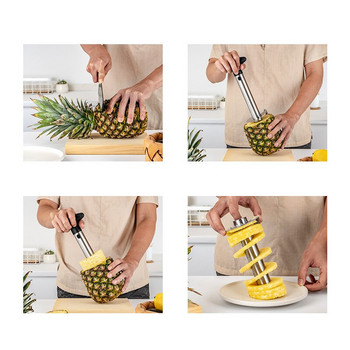 Резачка за ананас от неръждаема стомана Полезни инструменти за плодове Кухненски спирален нож Белачка за ананаси Корер Прибори Аксесоари за рязане инструменти
