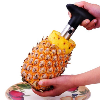 Резачка за белачка на ананас от неръждаема стомана Нож за плодове Резачка Спирала Машина за рязане на ананас Лесни за използване Кухненски инструменти за готвене