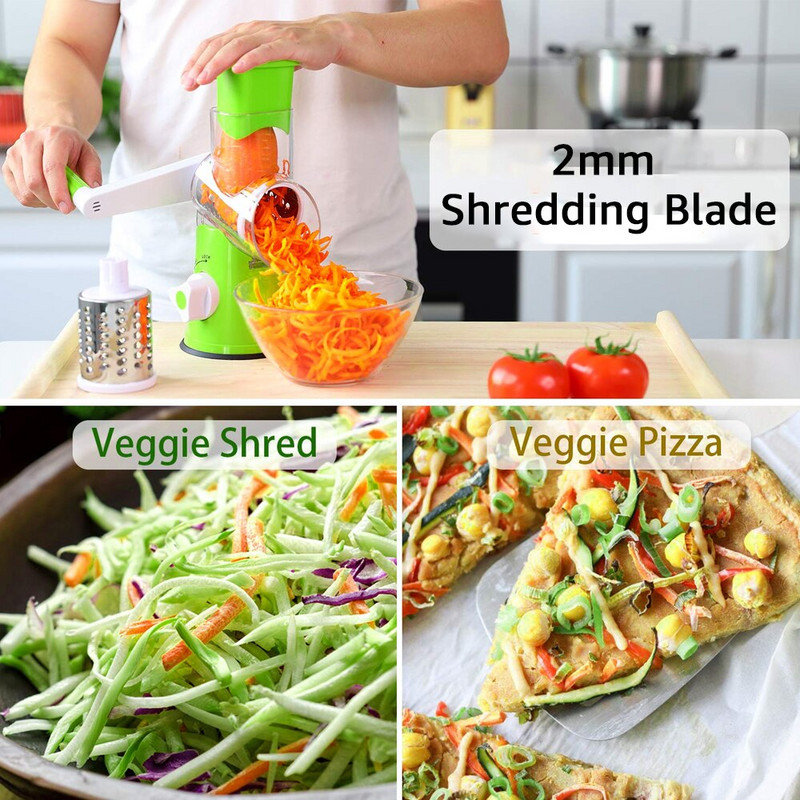 Ръчна резачка за зеленчуци, резачка, кухненски аксесоари, многофункционална кръгла, въртяща се мандолина, резачка за картофи, сирене, кухненски джаджи