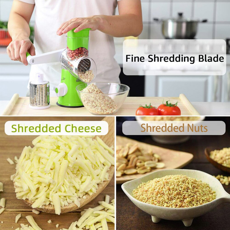 Ръчна резачка за зеленчуци, резачка, кухненски аксесоари, многофункционална кръгла, въртяща се мандолина, резачка за картофи, сирене, кухненски джаджи