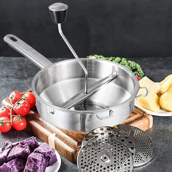 Rotary Food Mill Potato Ricer με 3 εναλλάξιμους δίσκους, ιδανικός για την παρασκευή πουρέ ή σούπες από λαχανικά, βρεφικές τροφές