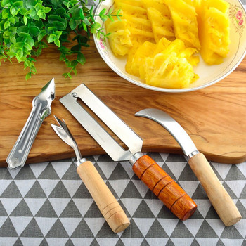 Нож за мачете за ананас от неръждаема стомана Белачка за плодове Нож за ананас с дървена дръжка Кухненски чисти инструменти за ананас