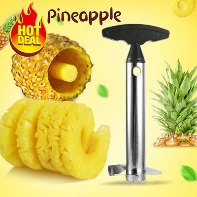 Rozsdamentes acél ananászkés többfunkciós ananászhámozó magszeletelő spirálvágó Gyümölcs szerszámok Konyhai kiegészítők