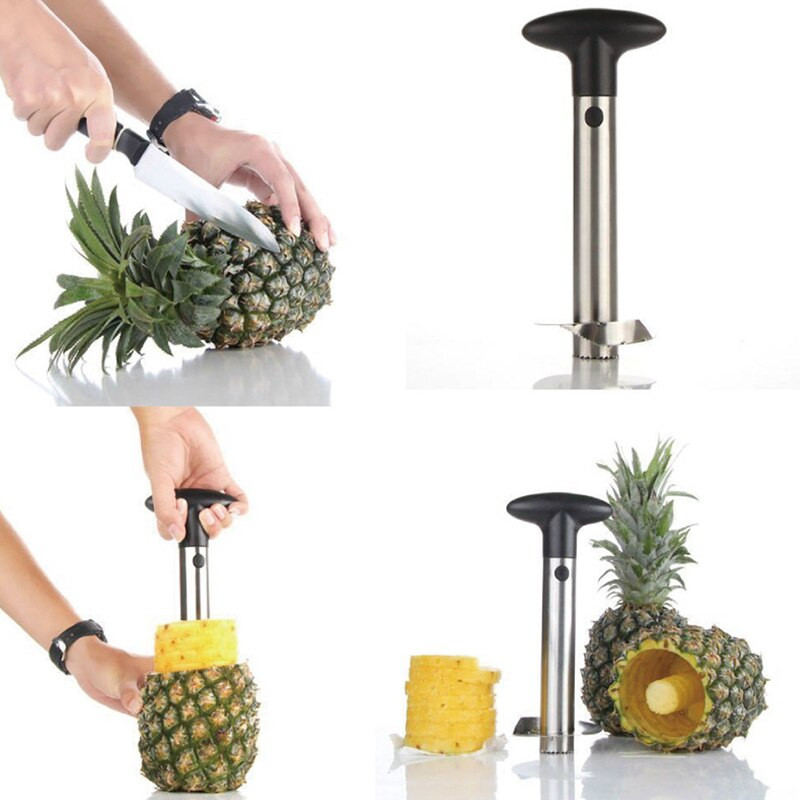 Rozsdamentes acél gyümölcs-ananászmag szeletelő Hámozó Vágó Szeletelő Ananászszeletelő Gyümölcskés Ananászvágó Konyhai kütyü