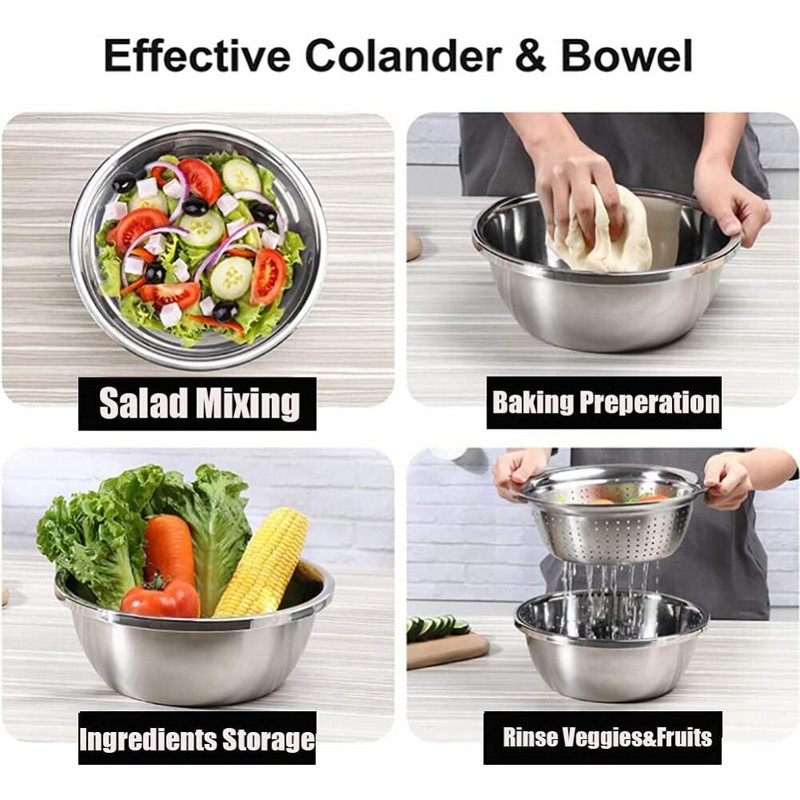 MLIA 26 cm 3 az 1-ben növényi sajtszeletelő lefolyó kosár rozsdamentes acél mosdókagyló zöldséges Julienne reszelő salátakészítő tál