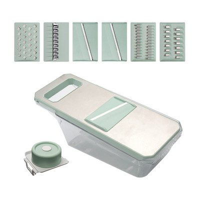 Φρούτα Αντιολισθητικό Κόφτη Λαχανικών Hand Guard 6 Blades Manual Grating Multifunctional Carrot Potato Home Kitchen with Drin Basket