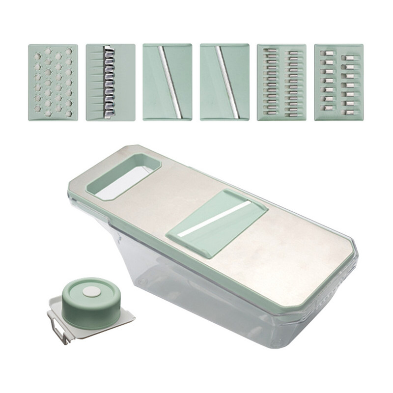 Αντιολισθητικό προστατευτικό χεριών Vegetable Cutter Practical Multifunctional Home Kitchen Slicing 6 Blades Manual Shredding with Drin Basket