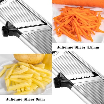 304 Ανοξείδωτο ατσάλι Mandoline Professional Vegetable Slicer Ρυθμιζόμενος κόφτης Τρίφτης λαχανικών με λεπίδες Αξεσουάρ κουζίνας