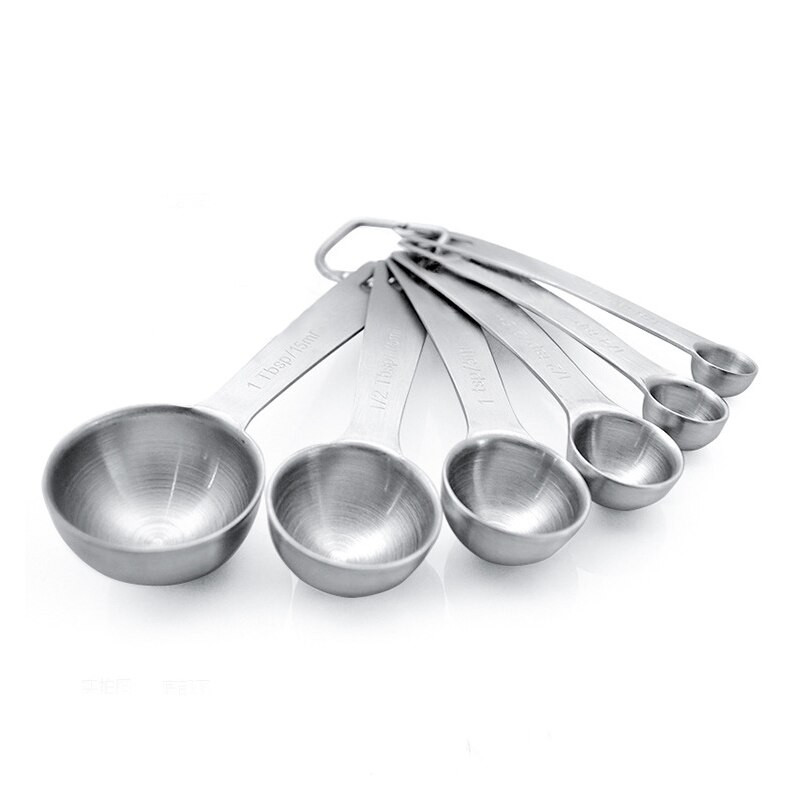 Μεζούρα ψησίματος μεζούρα Εργαλεία μέτρησης 430 ανοξείδωτα κουτάλια κέικ ζάχαρης φορητά 6 τμχ/Σετ Αξεσουάρ κουζίνας Ασημί