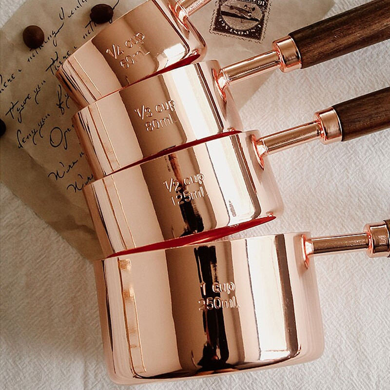 Σετ μεζούρα από ανοξείδωτο ατσάλι Ξύλινη λαβή ψησίματος Μεζούρα και κουτάλια κουζίνας Κουτάλια μέτρησης Gadgets Φλιτζάνια καφέ