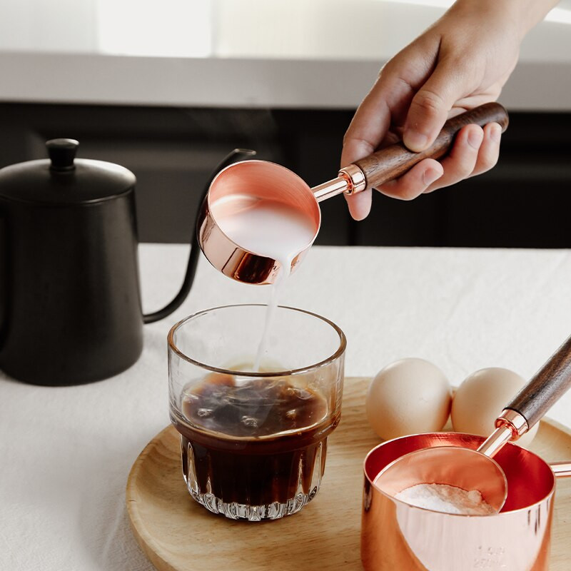 Σετ μεζούρα από ανοξείδωτο ατσάλι Ξύλινη λαβή ψησίματος Μεζούρα και κουτάλια κουζίνας Κουτάλια μέτρησης Gadgets Φλιτζάνια καφέ