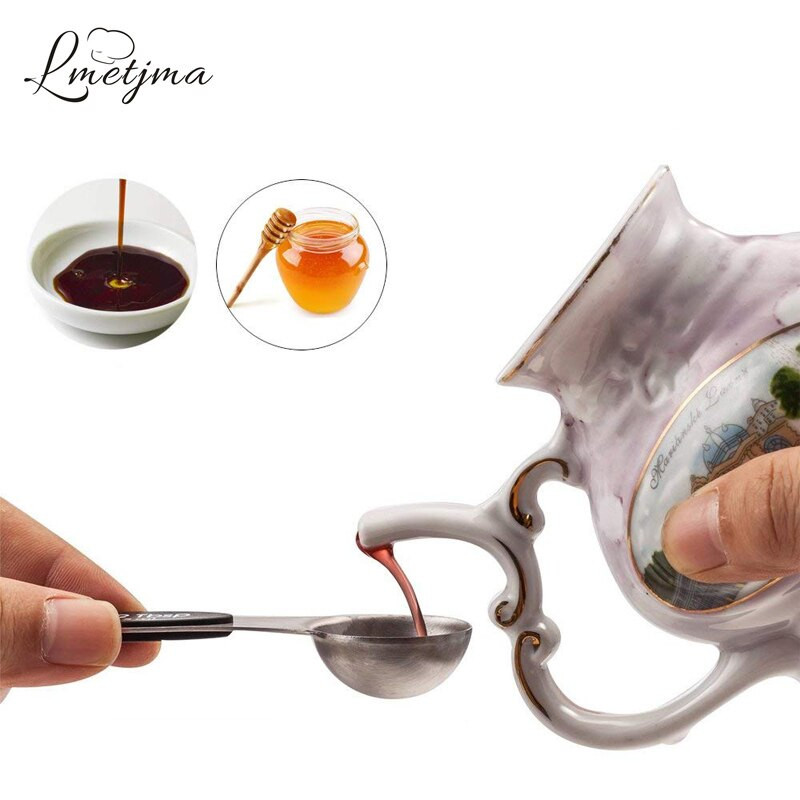 LMETJMA 7 τμχ/σετ Μαγνητικά μεζούρα σετ με επιπεδομετρητή από ανοξείδωτο ατσάλι διπλής όψης Σετ μεζούρα για μαγείρεμα ψησίματος