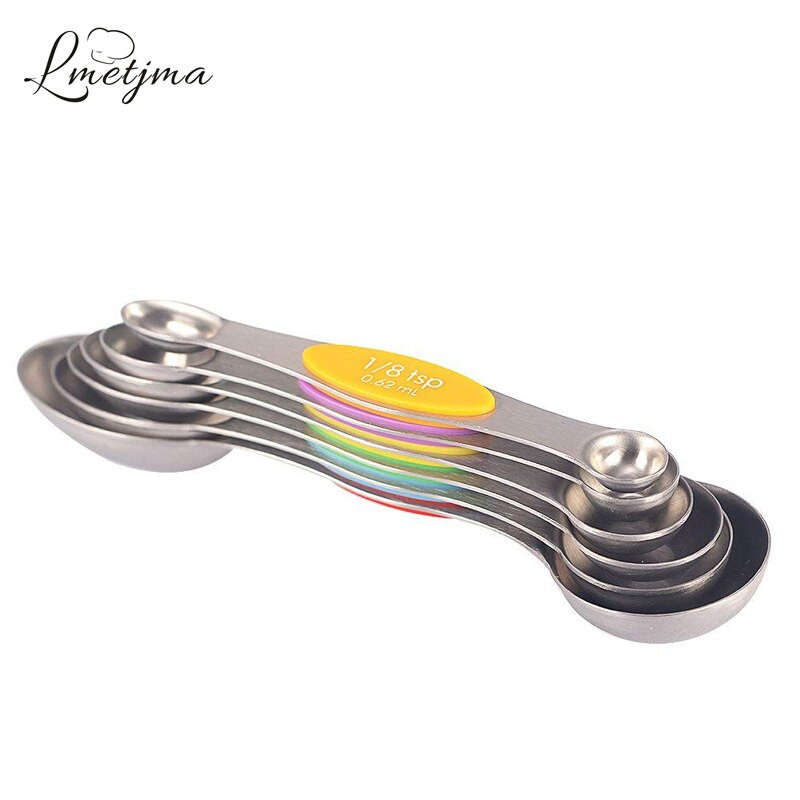 LMETJMA 7 τμχ/σετ Μαγνητικά μεζούρα σετ με επιπεδομετρητή από ανοξείδωτο ατσάλι διπλής όψης Σετ μεζούρα για μαγείρεμα ψησίματος