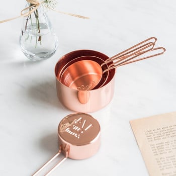 MDZF Ροζ χρυσό από ανοξείδωτο ατσάλι Σετ μεζούρες για τσαγιού καφέ Επιδόρπιο ψωμιού Αξεσουάρ κουζίνας Εργαλείο ψησίματος