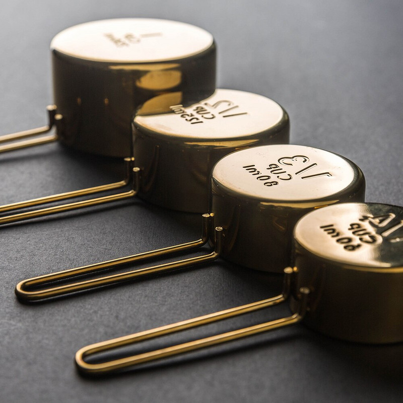 MDZF Ροζ χρυσό από ανοξείδωτο ατσάλι Σετ μεζούρες για τσαγιού καφέ Επιδόρπιο ψωμιού Αξεσουάρ κουζίνας Εργαλείο ψησίματος