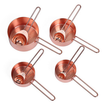 8 ΤΕΜ. Ροζ χρυσό Φλιτζάνια Μεζούρα Σετ κουτάλια από ανοξείδωτο ατσάλι Κουτάλια ψησίματος τσαγιού καφέ Εργαλεία μέτρησης Αξεσουάρ κουζίνας