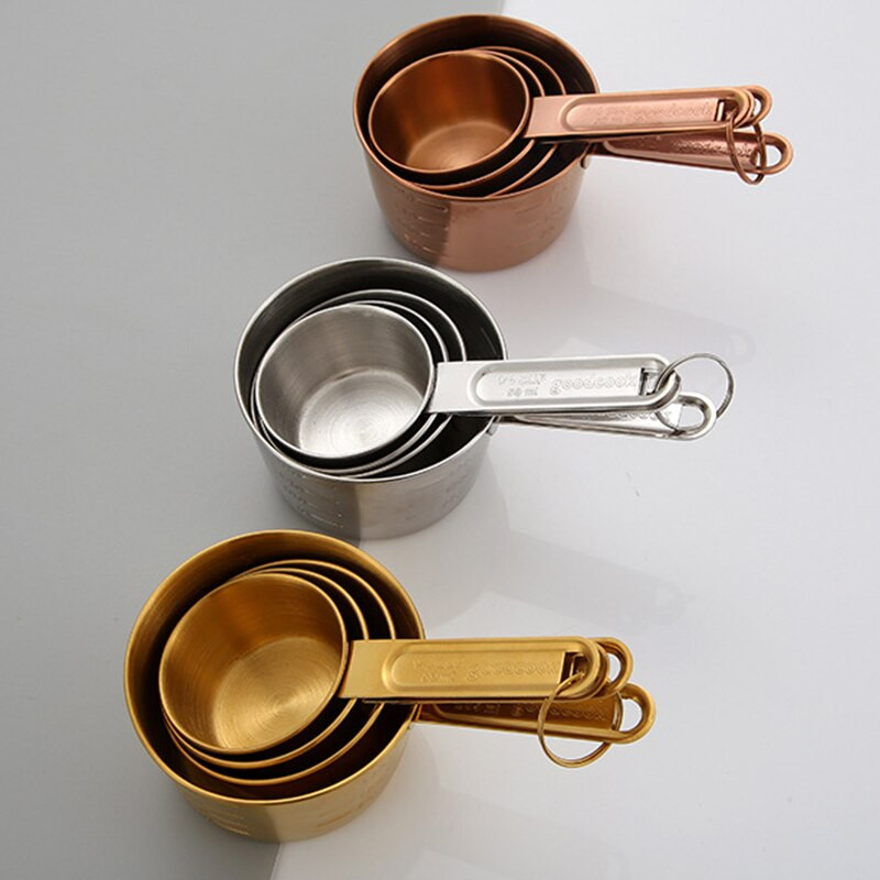 WHISM Χονδρική 8 τμχ/σετ Κουζίνα Μεζούρα Κουτάλια από ανοξείδωτο ατσάλι Σετ μεζούρα και κουτάλια με χαραγμένες μετρήσεις