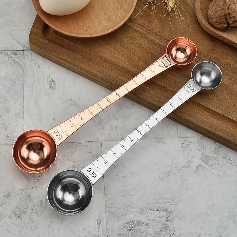 Μεζούρα καφέ με βαθμονομημένες διπλές άκρες Graduated Ψητό Εργαλείο με Μακρύ Λαβή Με Ζυγαριά Καφέ κουζίνας
