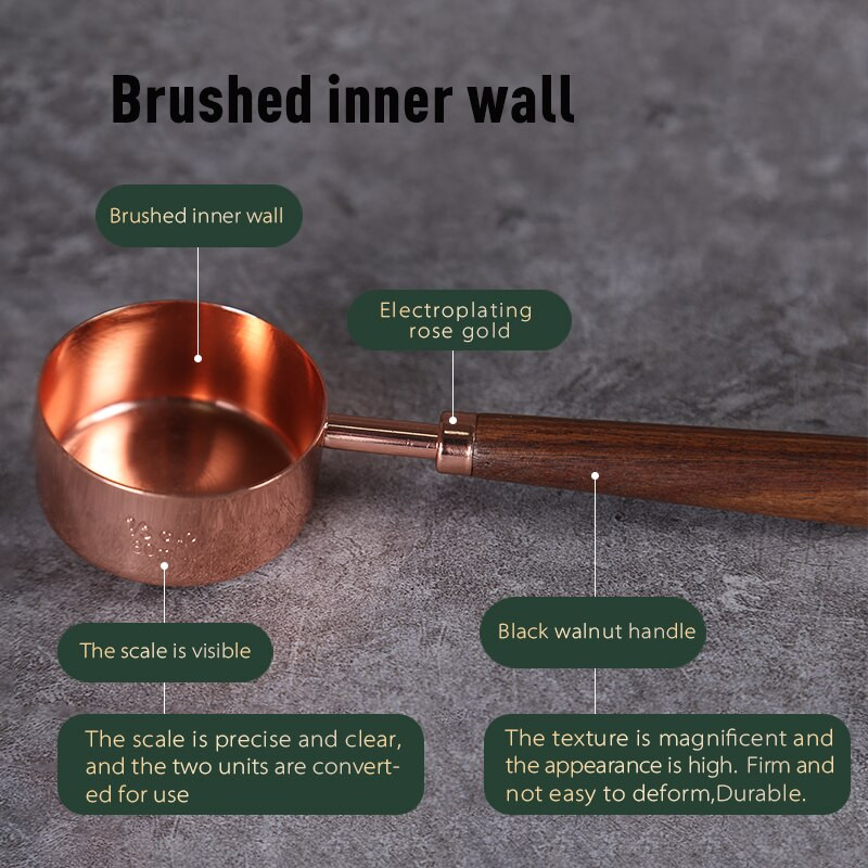 Κουτάλι μέτρησης KKC από ανοξείδωτο ατσάλι Ξύλινο ποιοτικό φλιτζάνι Κουτάλι Κουζίνα Gadget Αξεσουάρ ψησίματος που χρησιμοποιούνται για σιτηρά