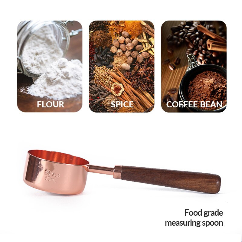 Κουτάλι μέτρησης KKC από ανοξείδωτο ατσάλι Ξύλινο ποιοτικό φλιτζάνι Κουτάλι Κουζίνα Gadget Αξεσουάρ ψησίματος που χρησιμοποιούνται για σιτηρά
