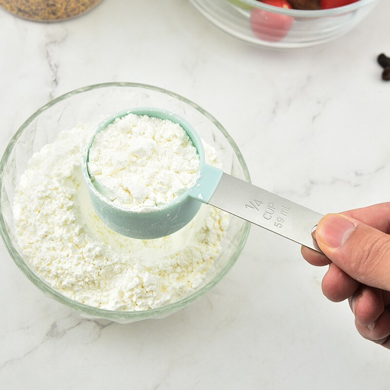 Μεζούρες 8 τμχ/σετ Στοιβαζόμενη λαβή από ανοξείδωτο χάλυβα Πλαστική κουτάλα μέτρησης Gadgets κουζίνας Εργαλείο ψησίματος με κουταλιά ζάχαρης καφέ