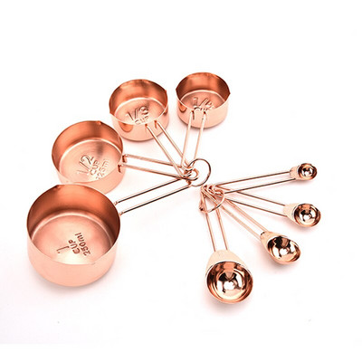 UPORS 4/8Pcs Μεζούρα και κουτάλια από ανοξείδωτο χάλυβα Μαγειρικά σκεύη με μέτρηση για ξηρά και υγρά υλικά