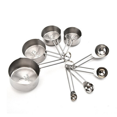 UPORS 4/8Pcs Μεζούρα και κουτάλια από ανοξείδωτο χάλυβα Μαγειρικά σκεύη με μέτρηση για ξηρά και υγρά υλικά