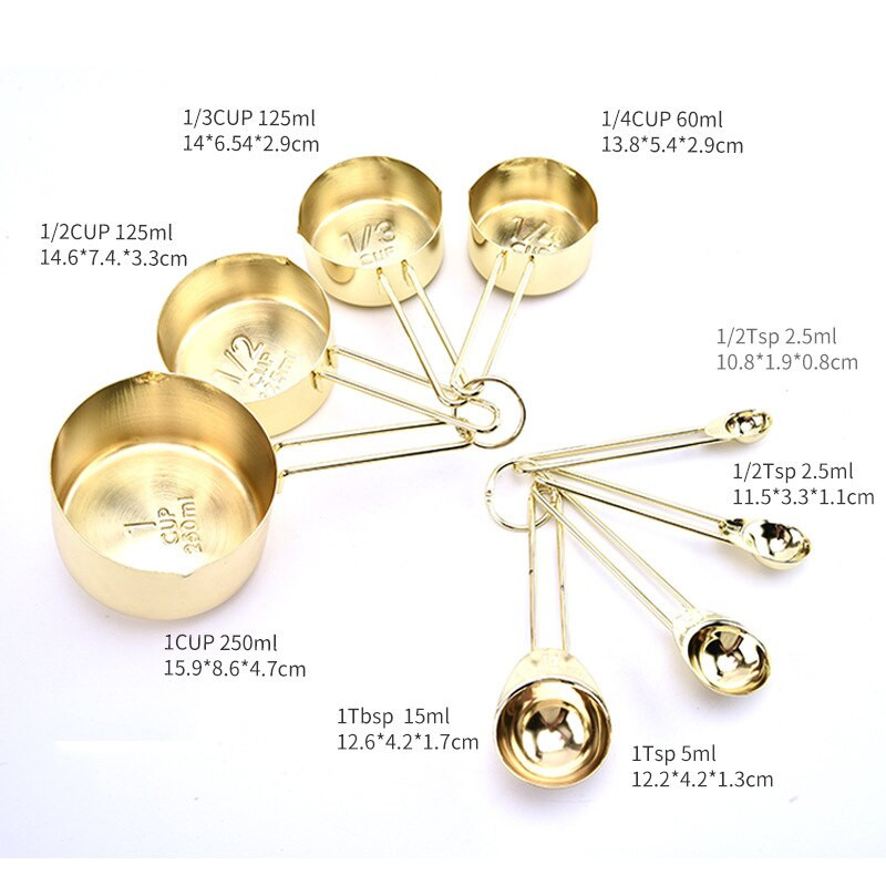 UPORS 4/8Pcs Μεζούρα και κουτάλια από ανοξείδωτο χάλυβα Μαγειρικά σκεύη με μέτρηση για ξηρά και υγρά υλικά