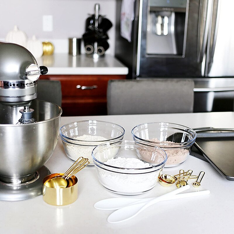 UPORS 4/8Pcs Μεζούρα και κουτάλια από ανοξείδωτο χάλυβα Μαγειρικά σκεύη με μέτρηση για ξηρά και υγρά υλικά