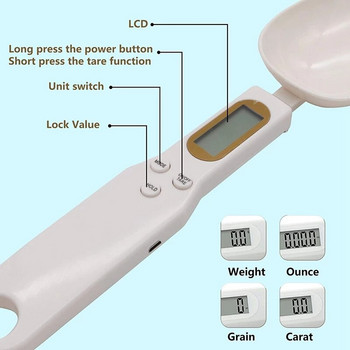 500g/0,1g Φορητή ψηφιακή ζυγαριά κουζίνας LCD Κουτάλι μέτρησης γραμμάριο USB Κουτάλι μαγειρέματος φαγητού Ζυγαριά ζάχαρης καφέ Εργαλείο κουζίνας