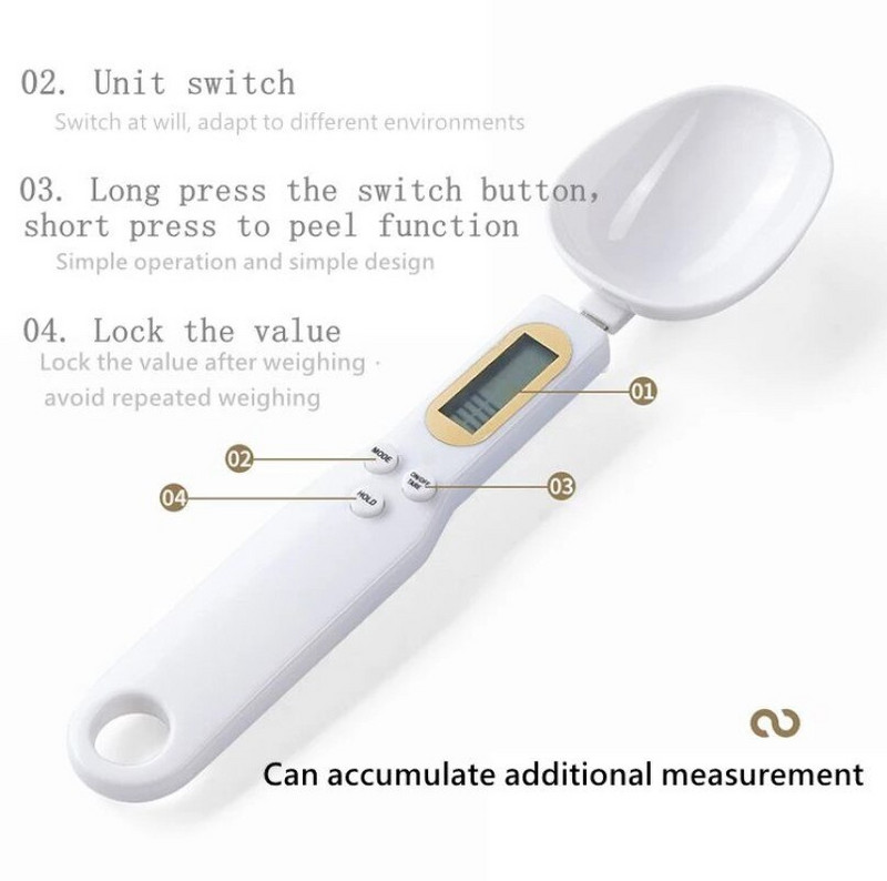 500g/0,1g Φορητή ψηφιακή ζυγαριά κουζίνας LCD Κουτάλι μέτρησης γραμμάριο USB Κουτάλι μαγειρέματος φαγητού Ζυγαριά ζάχαρης καφέ Εργαλείο κουζίνας