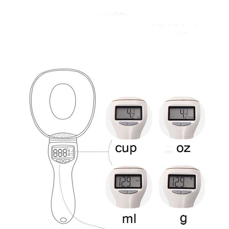 Ηλεκτρονική ζυγαριά κουζίνας Κουτάλι μέτρησης τροφής για σκύλους γάτα Φτυάρι κουζίνας Επιστημονική διατροφή Ποσοτική Διατροφή Μεζούρα για κατοικίδια