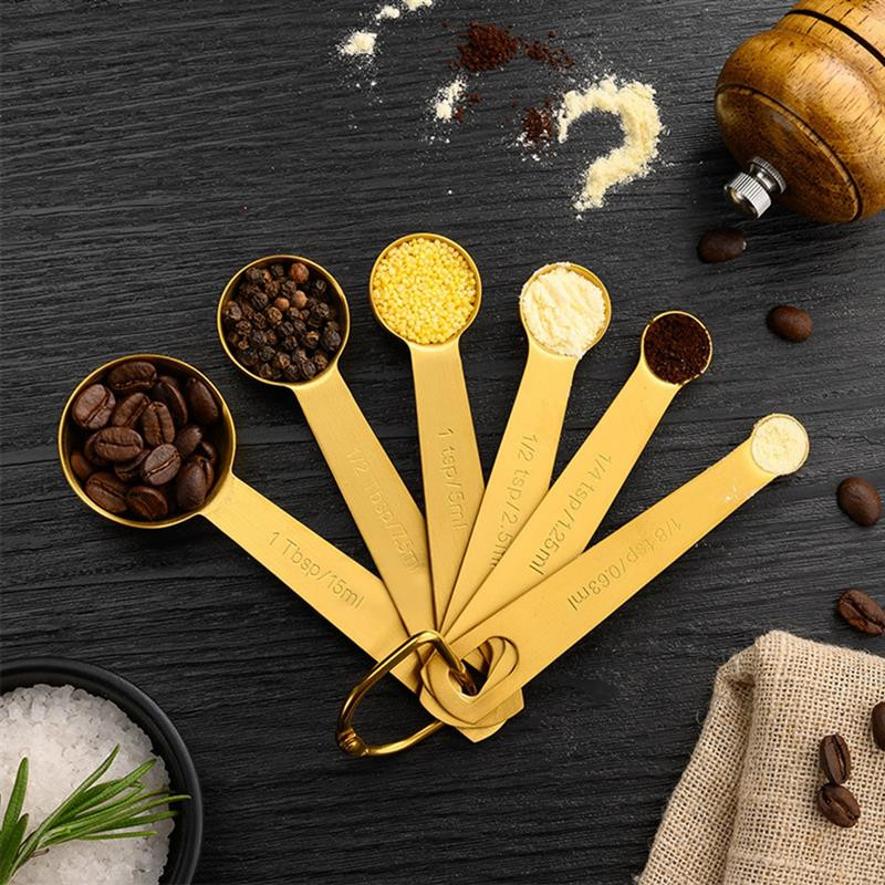 Μεζούρα από ανοξείδωτο ατσάλι Μεζούρα Κουτάλι ψησίματος Κουτάλι καφέ σκόνη μπαχαρικών Μεζούρα 6 τμχ/σετ Εργαλεία ψησίματος κουζίνας
