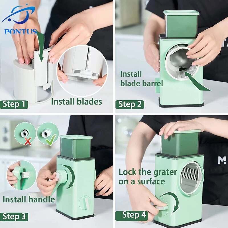 Πολυλειτουργικός τεμαχιστής λαχανικών Τεχνουργήματα περιστροφικός τρίφτης χειρός ξύστε και κόψτε σε φέτες πατάτας τεμαχιστής ραπανάκι Χοντρό οικιακό εργαλείο κουζίνας