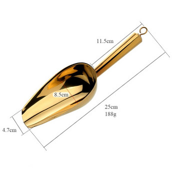 9,8-инчов стъргалка за лед от неръждаема стомана Лъжица Суха храна Брашно Бонбони Подправки Лопатка Шведска маса Сватбен бар Кухненски прибор Q1FD