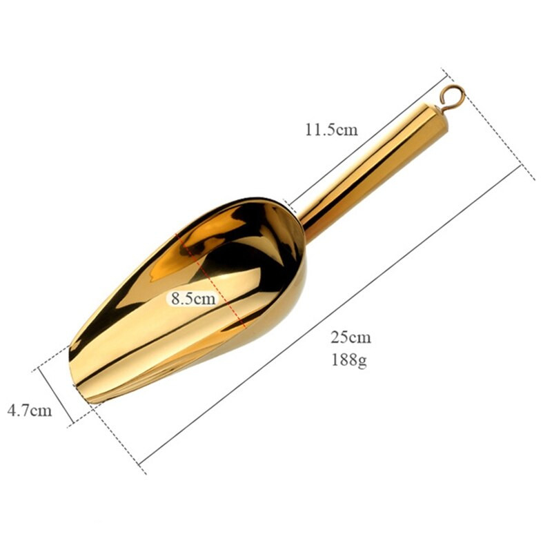9,8 ιντσών Ξύστρα πάγου από ανοξείδωτο ατσάλι Κουτάλι ξηρού φαγητού αλεύρι καραμέλα μπαχαρικών σέσουλα μπουφέ Φτυάρι Μπαρ γάμου Κουζινικά σκεύη Q1FD