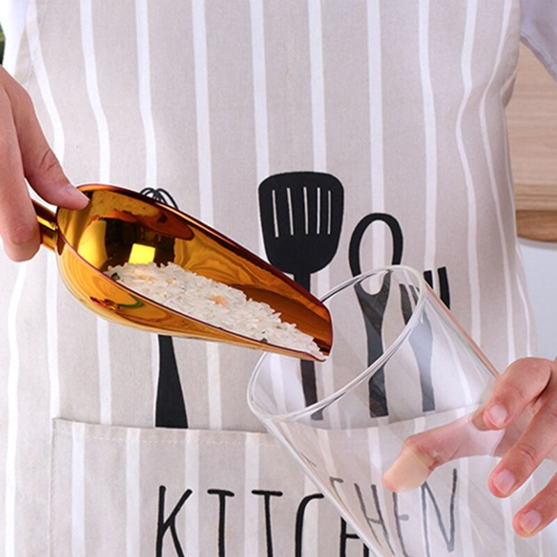 9,8 ιντσών Ξύστρα πάγου από ανοξείδωτο ατσάλι Κουτάλι ξηρού φαγητού αλεύρι καραμέλα μπαχαρικών σέσουλα μπουφέ Φτυάρι Μπαρ γάμου Κουζινικά σκεύη Q1FD