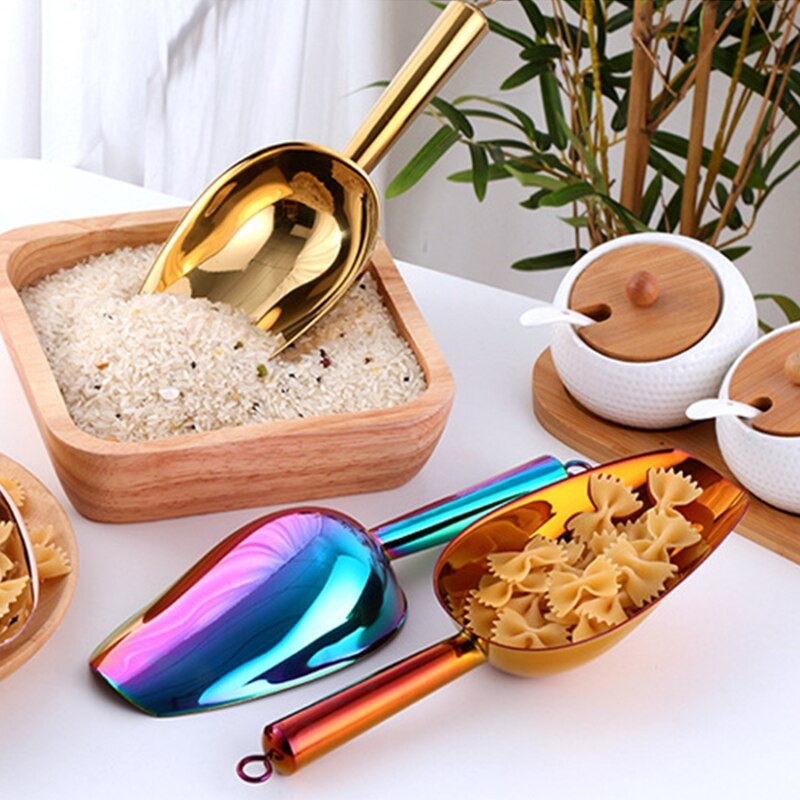 9,8 ιντσών Ξύστρα πάγου από ανοξείδωτο ατσάλι Κουτάλι ξηρού φαγητού αλεύρι καραμέλα μπαχαρικών σέσουλα μπουφέ Φτυάρι Μπαρ γάμου Κουζινικά σκεύη Q1FD