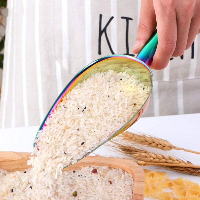 9,8 ιντσών Ξύστρα πάγου από ανοξείδωτο ατσάλι Κουτάλι ξηρού φαγητού αλεύρι καραμέλα μπαχαρικών σέσουλα μπουφέ Φτυάρι Μπαρ γάμου Κουζινικά σκεύη Q1FD