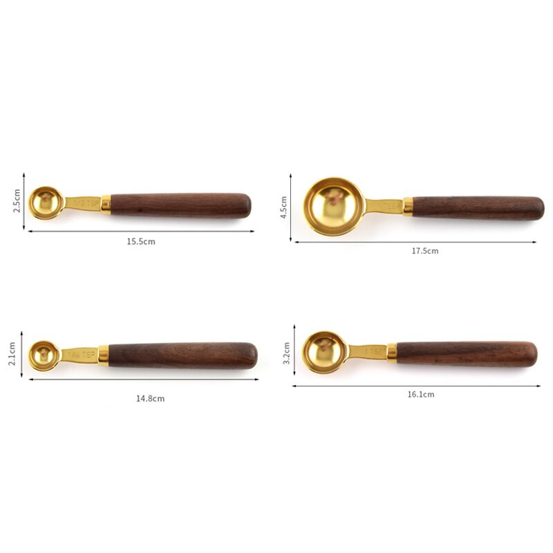 Χρυσά μεζούρα Ξύλινη λαβή Σετ κουταλιών μεζούρα Ζυγαριά κουζίνας Ζυγαριά κουζίνας Εργαλεία μαγειρέματος