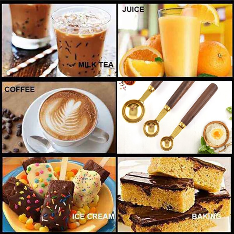 Χρυσά μεζούρα Ξύλινη λαβή Σετ κουταλιών μεζούρα Ζυγαριά κουζίνας Ζυγαριά κουζίνας Εργαλεία μαγειρέματος