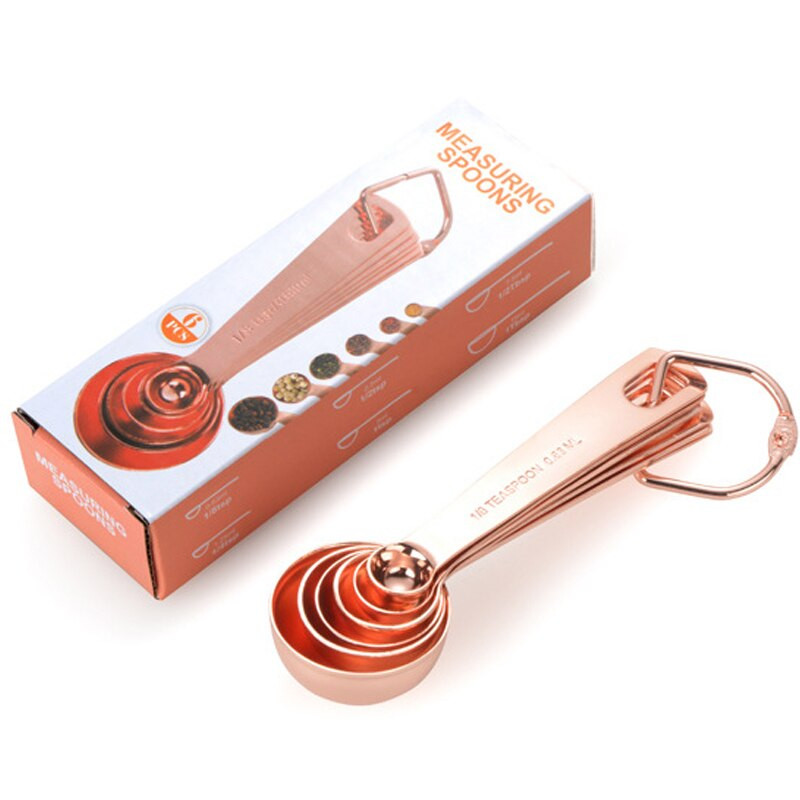 6 τμχ/σετ Ροζ επιχρυσωμένο κουτάλια μεζούρα από ανοξείδωτο ατσάλι ψησίματος τσαγιού καφέ κουζίνα κουταλάκια του γλυκού κουταλιές της σούπας εργαλείο μέτρησης