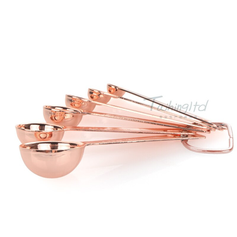 6 τμχ/σετ Ροζ επιχρυσωμένο κουτάλια μεζούρα από ανοξείδωτο ατσάλι ψησίματος τσαγιού καφέ κουζίνα κουταλάκια του γλυκού κουταλιές της σούπας εργαλείο μέτρησης